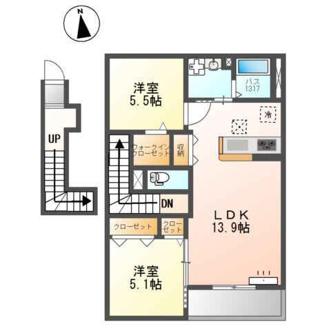 播磨町宮西新築アパートの間取り