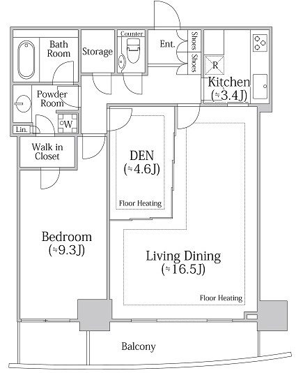 新宿区河田町の賃貸マンションの間取り