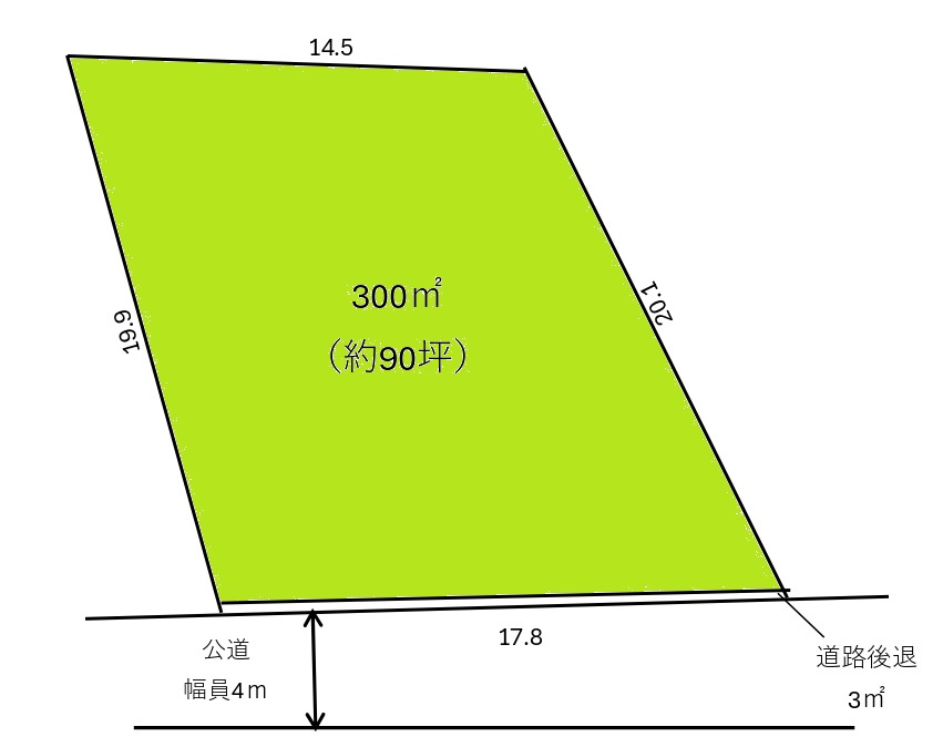 土地 狭山市柏原の区画図|約90坪の敷地