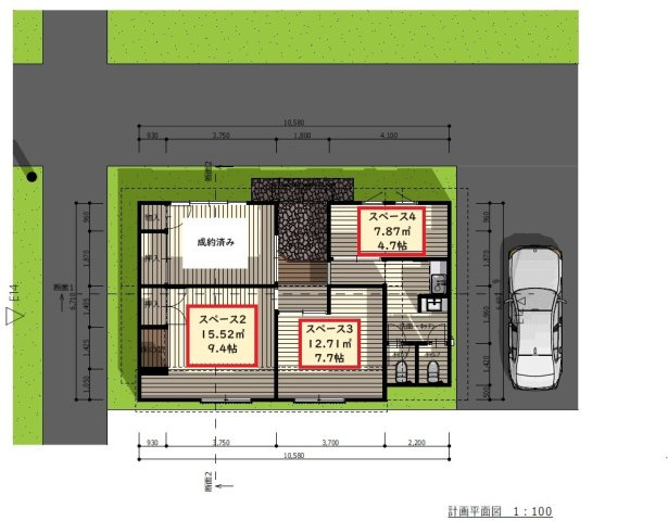 【間取り】 | NOKOTANHANARE4号室 | 本投稿は区画４についてです！！　区画面積7.87㎡（4.7畳）