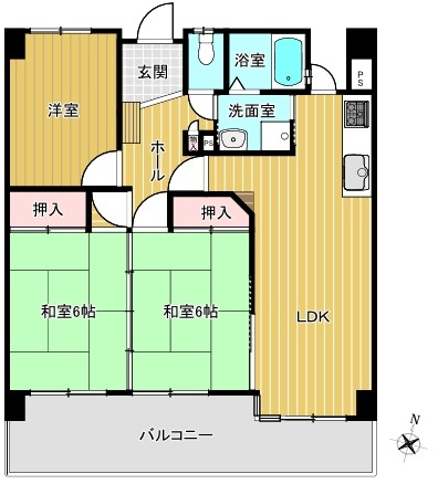 各務原市鵜沼各務原町２丁目の中古マンションの間取り