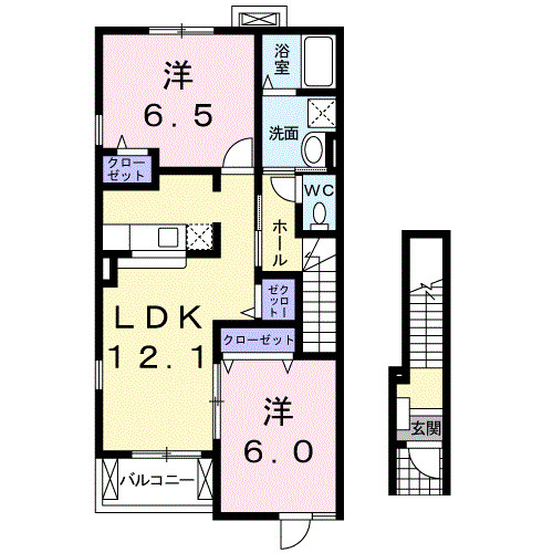 【間取り】 | フェニックス唐山　Ｄ | 2LDKのお部屋です