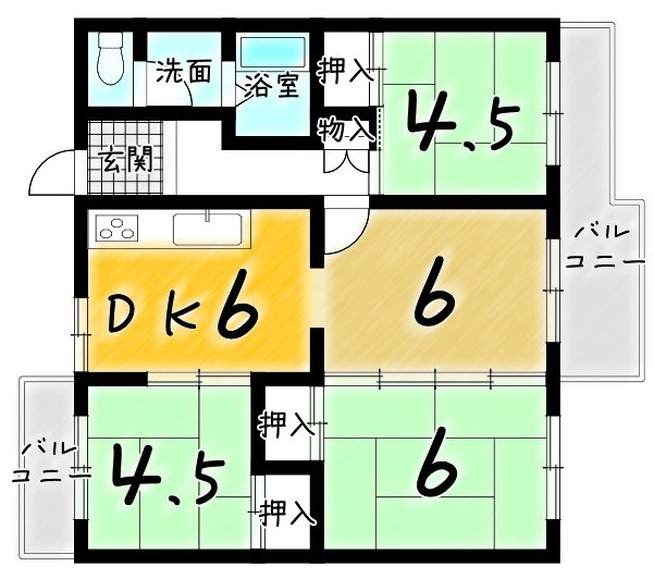 洛西境谷団地7棟|南から明るい光が差し込むお部屋！
部屋数も多いのが嬉しい♪