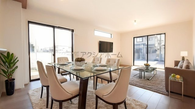 入間市扇台4丁目・全2棟　新築一戸建　1号棟　～収納豊富～の居間・リビング|家の中心になるLDKはレイアウトしやすい18帖♪(家具はCG画像での表示になります。)