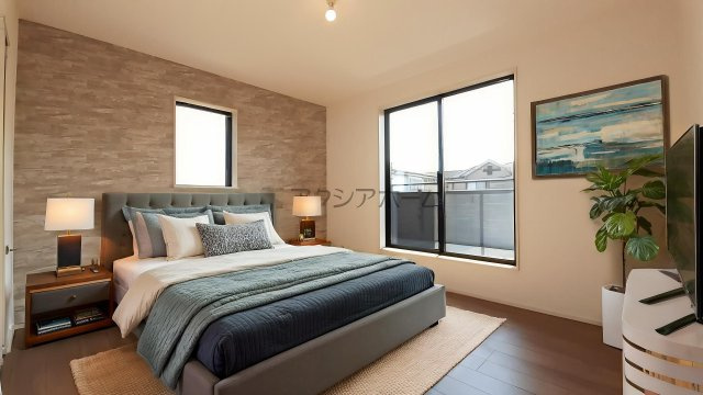 入間市扇台4丁目・全2棟　新築一戸建　1号棟　～収納豊富～の寝室|2階 洋室7帖(家具はCG画像での表示になります。)