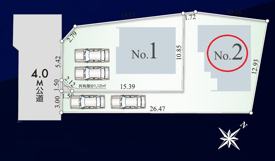 入間市扇台4丁目・全2棟　新築一戸建　2号棟　～収納豊富～の区画図|駐車縦列2台可