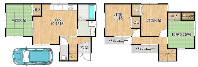 岸和田市下野町　平成15年築の間取り