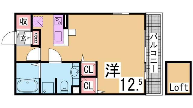 神戸市北区谷上西町のアパートの間取り
