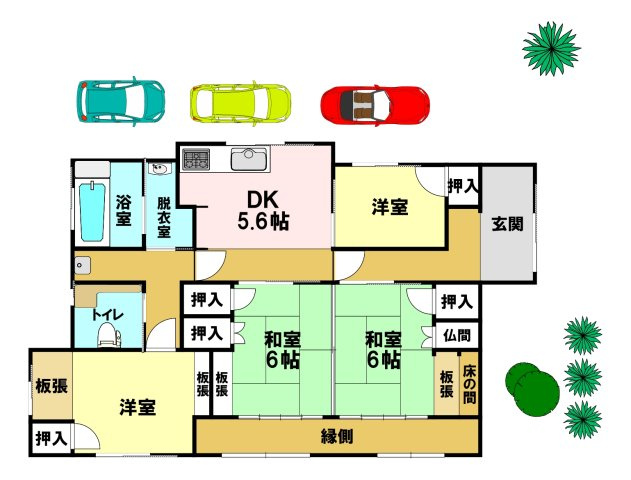 氷川町中古戸建の間取り|駐車３台以上可能です。