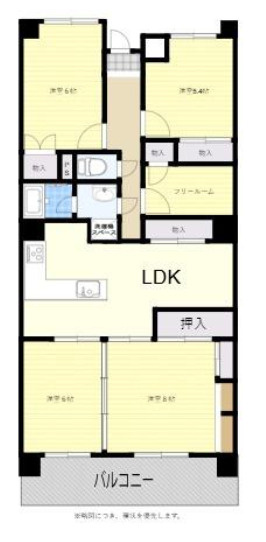 日の出ハイツ　7階の間取り|4LDK＋フリールームです。
