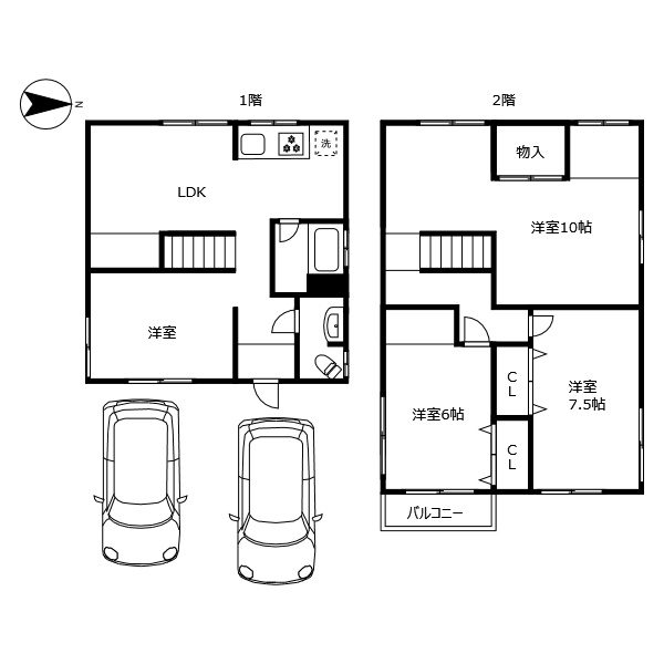 八万町内浜一戸建の間取り