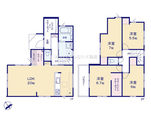 『八王子市新築戸建て』八王子市緑町758-19【仲介手数料無料】　６期の間取り|全居室2面採光で風通しと採光性に配慮した間取り設計です。～仲介手数料無料☆八王子ひなた不動産～八王子市緑町　新築戸建て