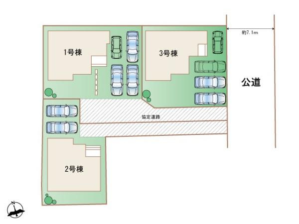 宮崎市太田１期ー２　新築戸建の区画図|【区画図】
駐車スペース2台可能（車種によります）