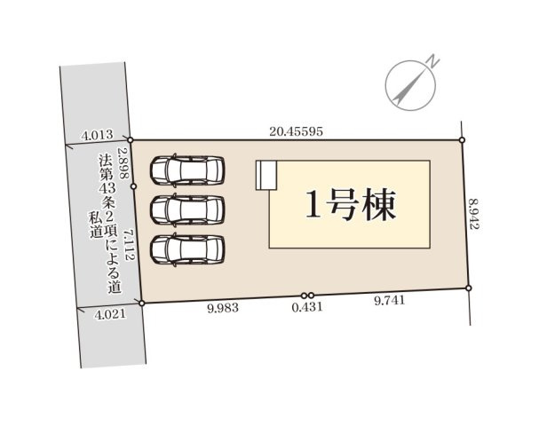 熊本市東区戸島第11-1棟（1号棟）の区画図|配置図（1号棟）