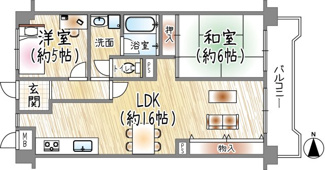 【間取り】 | 朝日プラザ東豊中Ⅱ | 2LDK