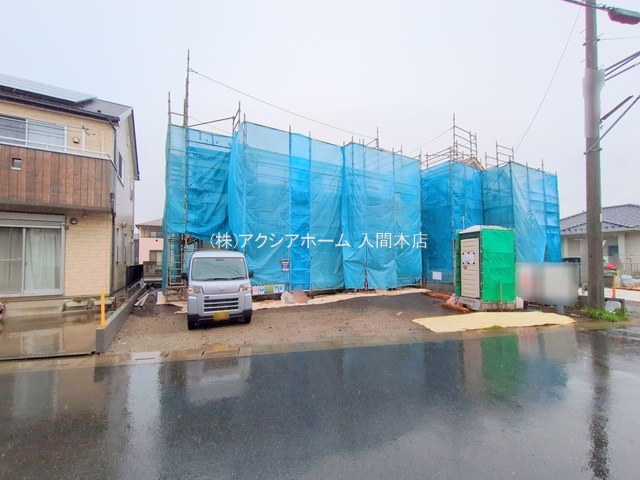 入間市扇台6丁目・全2棟　新築一戸建　1号棟　の外観|建築中現地写真(2025年4月1日撮影)