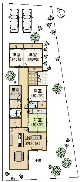 京都市左京区北白川上池田の参考プラン|延床面積：149.05㎡
憧れの平屋生活も可能です！
