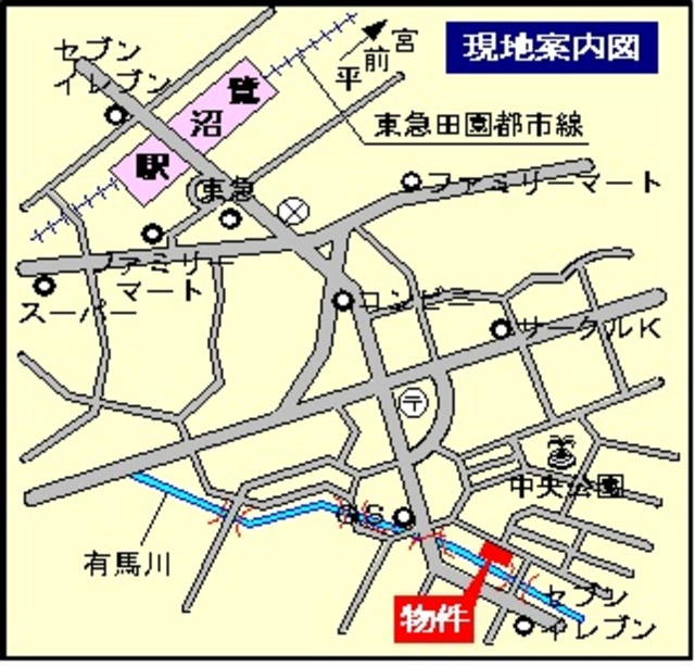 川崎市宮前区有馬５丁目の賃貸マンションの地図|鷺沼駅徒歩１１分