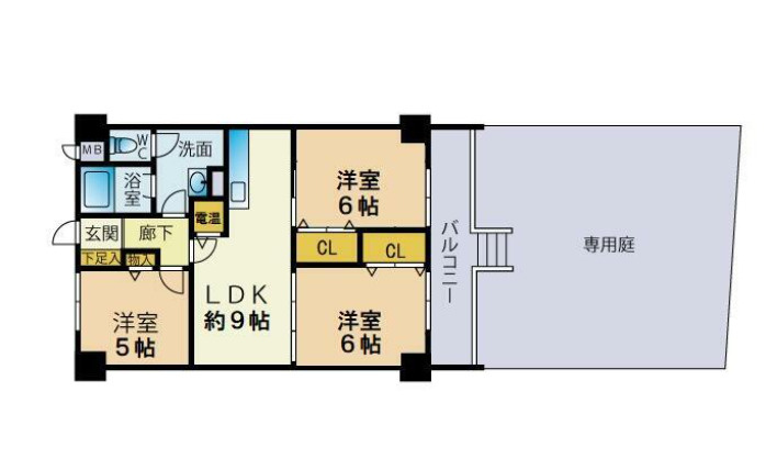 ライオンズマンション高宮第６の間取り