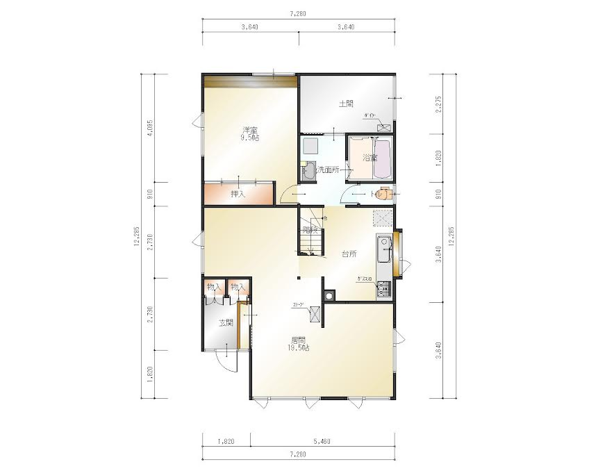 網走市海岸町6番リフォーム戸建の間取り|リフォーム１
４LDKの間取から３LDKにリフォームで広々リビングに！