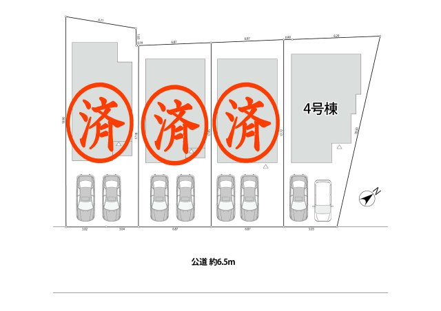 練馬区高松1丁目　土地約38坪　大型邸宅　全4棟の区画図