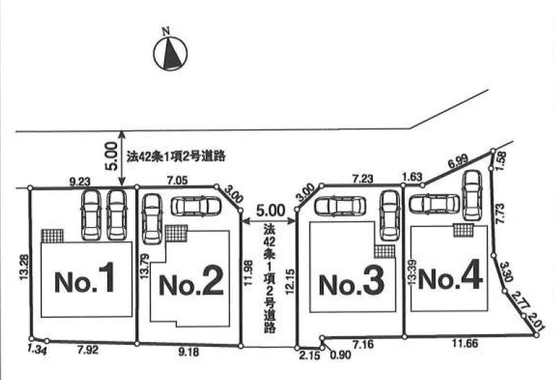 あきる野市小川　全４棟の区画図|全棟区画図
