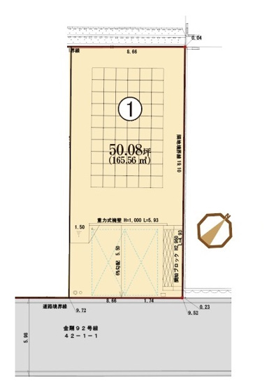 【土地図】 | ライフフィールド寺池台3丁目　1号地 | 【ライフフィールド寺池台3丁目　1号地】敷地面積50.08坪！坪単価44.8万円！