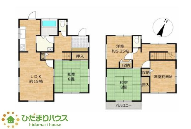 【間取り】 | 石岡市東田中　中古戸建 | 各部屋に収納があるので、部屋を広く使える間取りになっています。