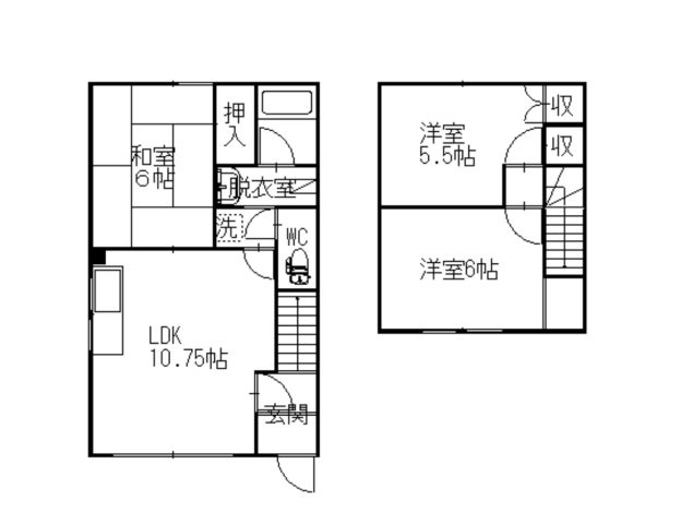 星が浦北3-3借家の間取り
