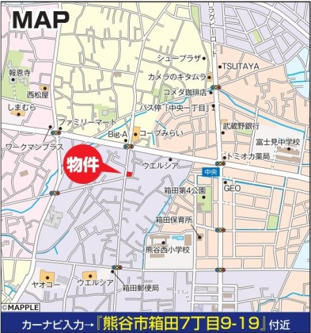 【仲介手数料無料】新築戸建　熊谷市箱田7-9-19（全3棟）の地図