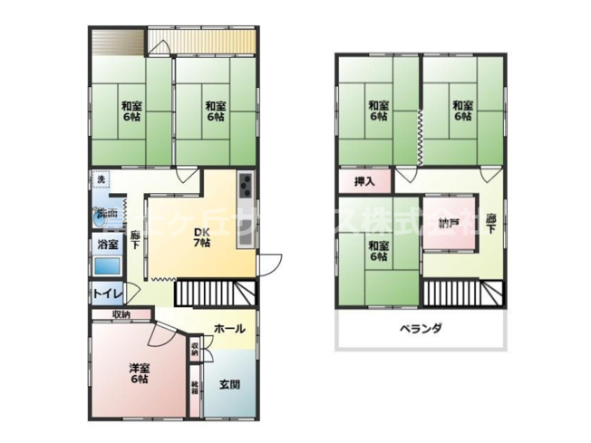 【間取り】 | 磐田市見付河原町　中古住宅 | 6DK+S（納戸）、屋外に倉庫もあります。