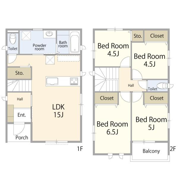 AG-HOUSE　上田町　B棟の間取り|リビング15帖。4～5人家族にピッタリの間取りです