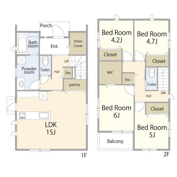AG-HOUSE　光吉　B棟の間取り|リビング15帖。4～5人家族にピッタリの間取りです