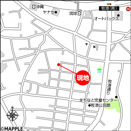 ハートフルタウン浦添市牧港Ⅱ　全1棟の地図