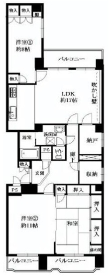 【間取り】 | 北野ルーエ | 角部屋・専有面積広々約１１３㎡・全居室７帖以上・Ｈ２５年１０月室内一部改装履歴有