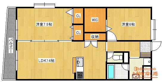 久留米市篠山町の賃貸マンションの間取り