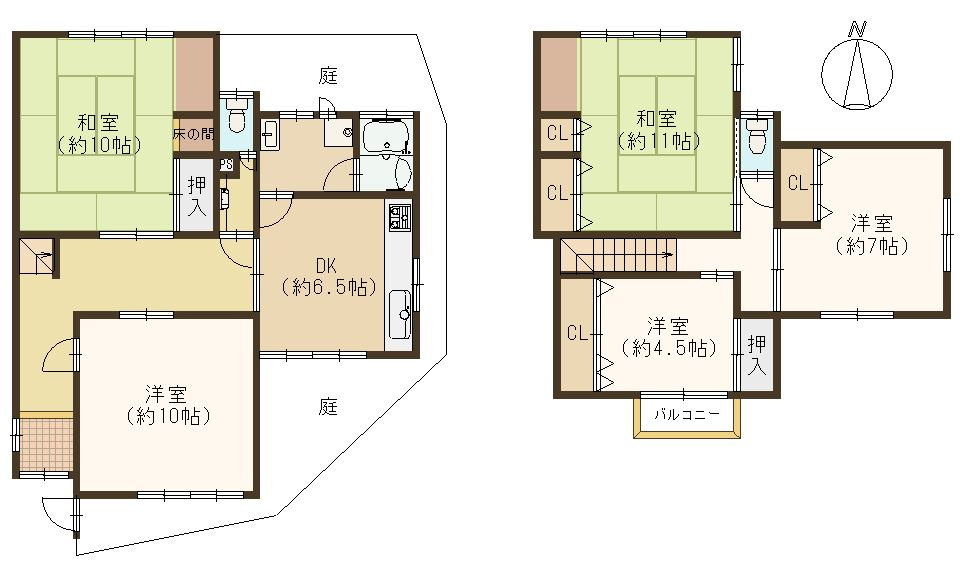 向日市物集女町北ノ口　の間取り|部屋数充実の5DK。
弊社グループ会社にてリフォームプランのご提案も可能です！