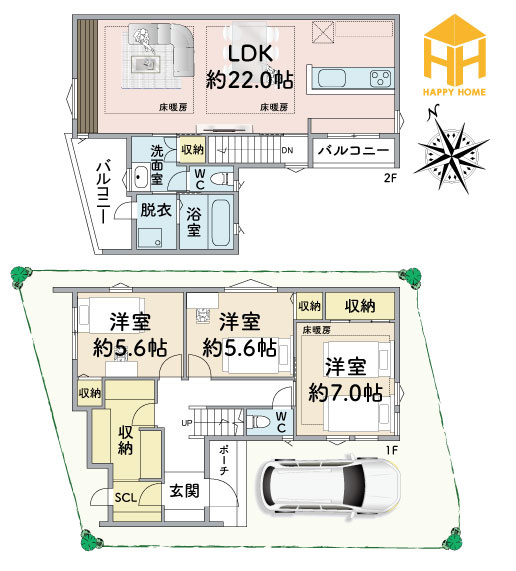 ハッピータウン伊丹瑞穂町6丁目新築一戸建ての間取り|図面と現況に相違がある場合、現況を優先します。