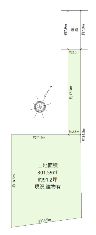 名東区若葉台土地の土地図|地形図
