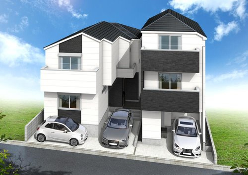 【横浜市旭区今宿1丁目34-6全2棟新築戸建て】★仲介手数料無料★（中沢小学校・旭中学校）の外観パース