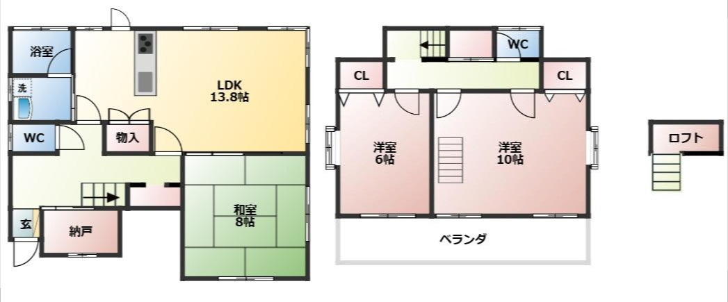 みずほ台貸家の間取り