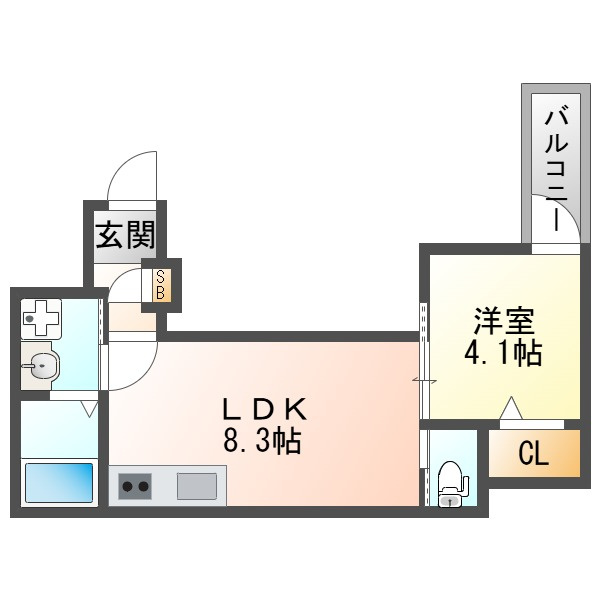 大阪市淀川区田川３丁目のハイツの間取り