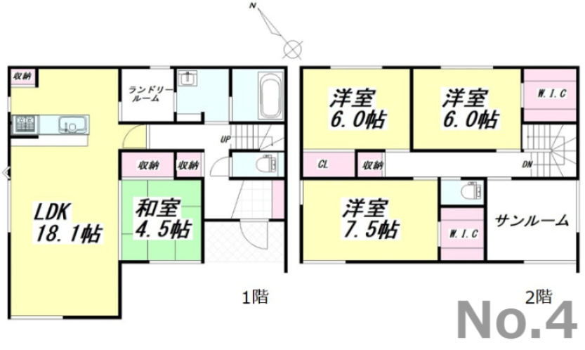 広島市安佐南区長楽寺1丁目　新築一戸建て(全9棟)の間取り