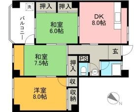コーポ朝日Ⅷの間取り|間取り図