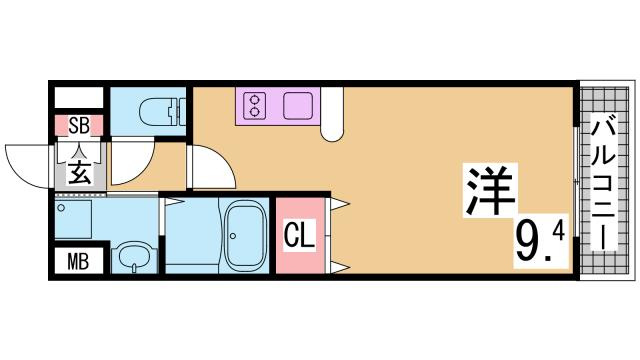 神戸市兵庫区湊町１丁目の賃貸マンションの間取り