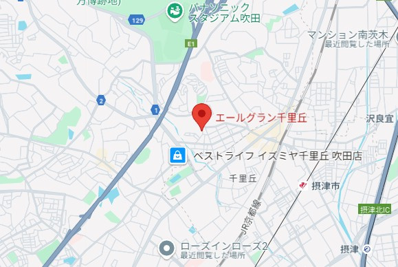 エールグラン千里丘オープンヒルズA棟の地図