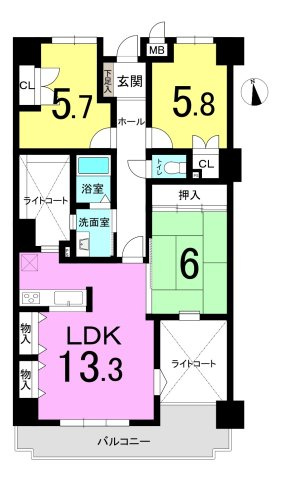 パレ・グランドール長者原駅前の間取り