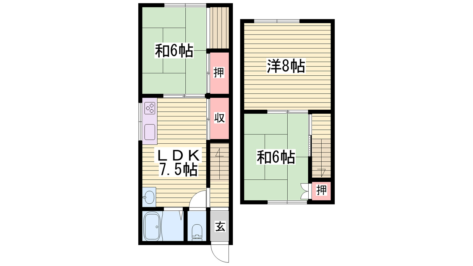 高浜町貸家の間取り