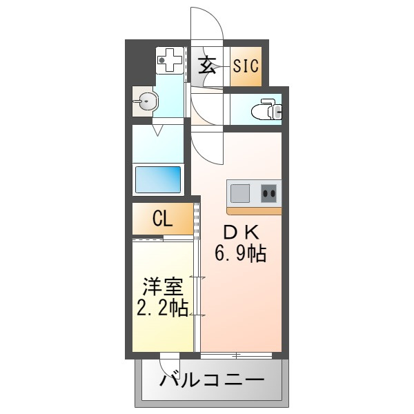大阪市淀川区十三本町２丁目の賃貸マンションの間取り