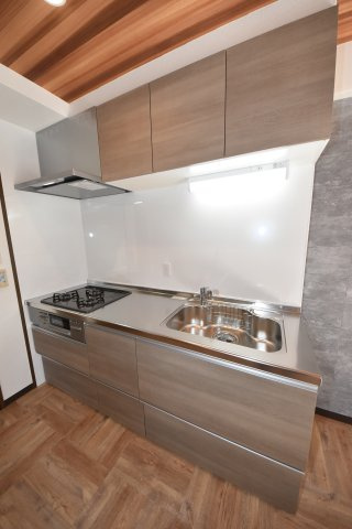 レヴェあけぼの荘のキッチン|コンパクトなキッチンで掃除もラクラク